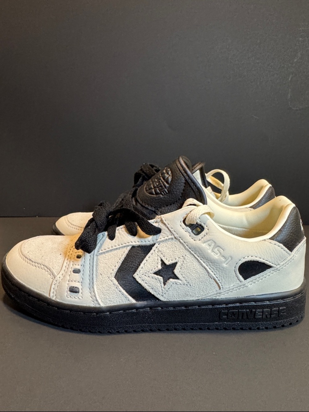 Converse Two-Tone Low-Top Sneakers in Cream and Black - Picture 4 of 8